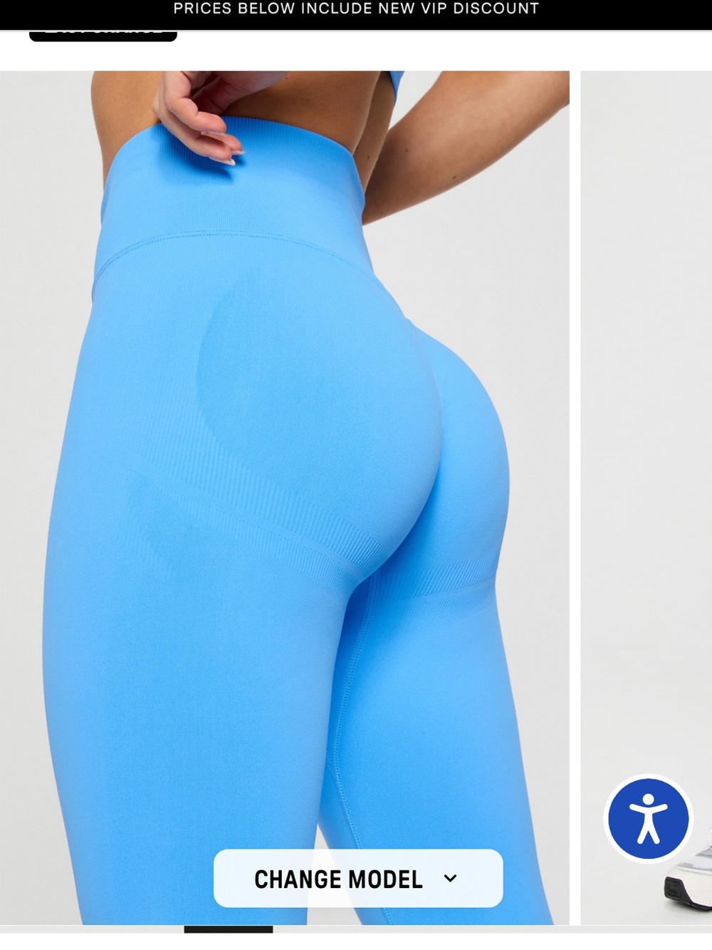 High-Waist Seamless Sculpting Leggings - Blue - Picture 2 of 3